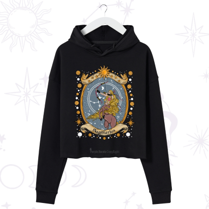 Purplehecate Celestial Sagittarius Zodiac Crop Hoodie