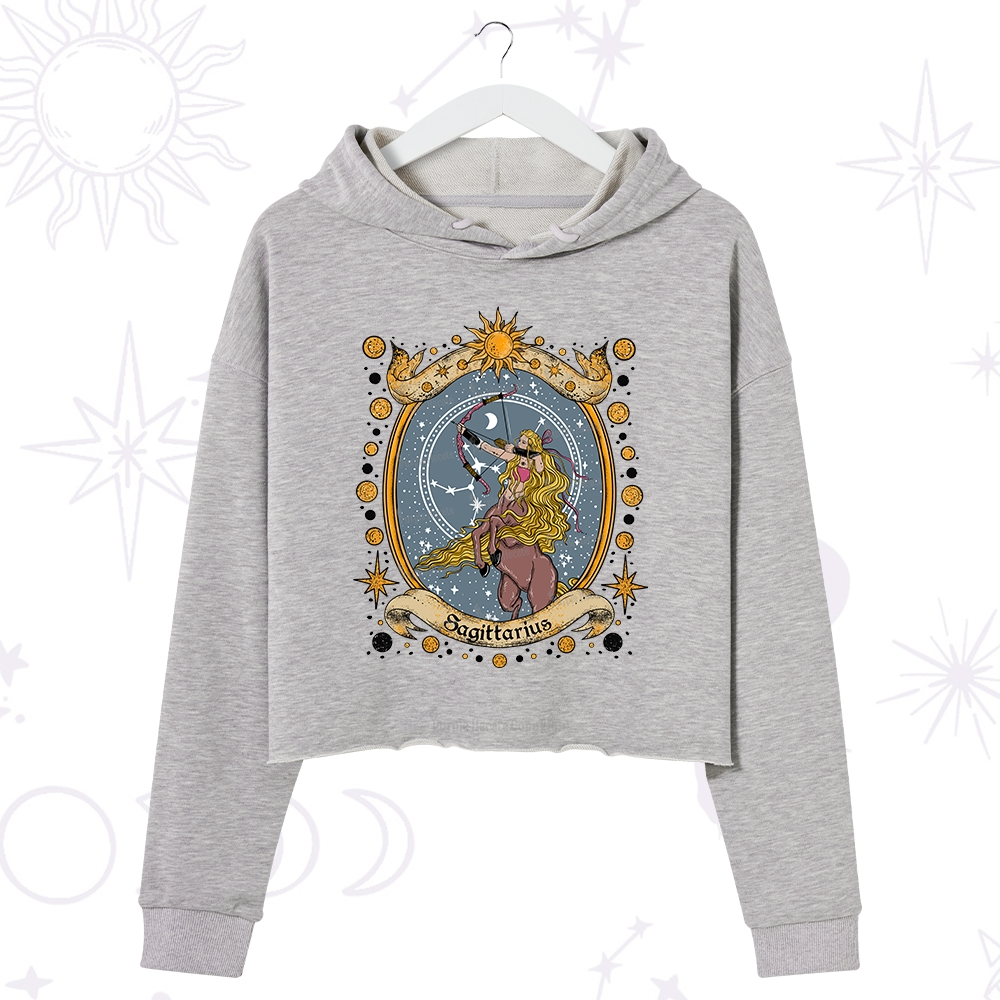 Purplehecate Celestial Sagittarius Zodiac Crop Hoodie