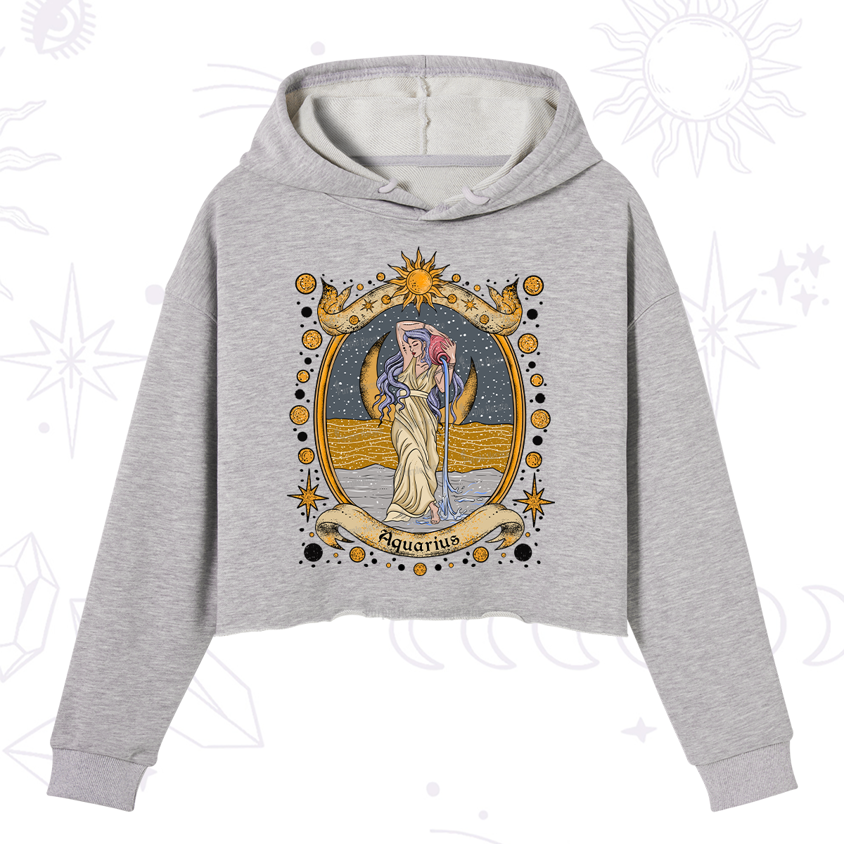 Purplehecate Celestial Aquarius Zodiac Sweatshirt Crop Hoodie