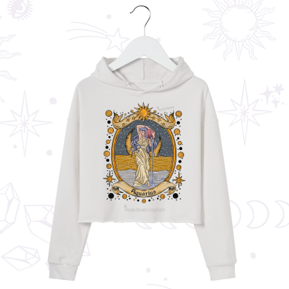 Purplehecate Celestial Aquarius Zodiac Sweatshirt Crop Hoodie