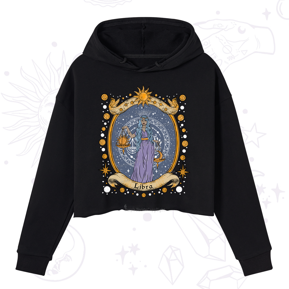 Purplehecate Celestial Libra Zodiac Crop Hoodie