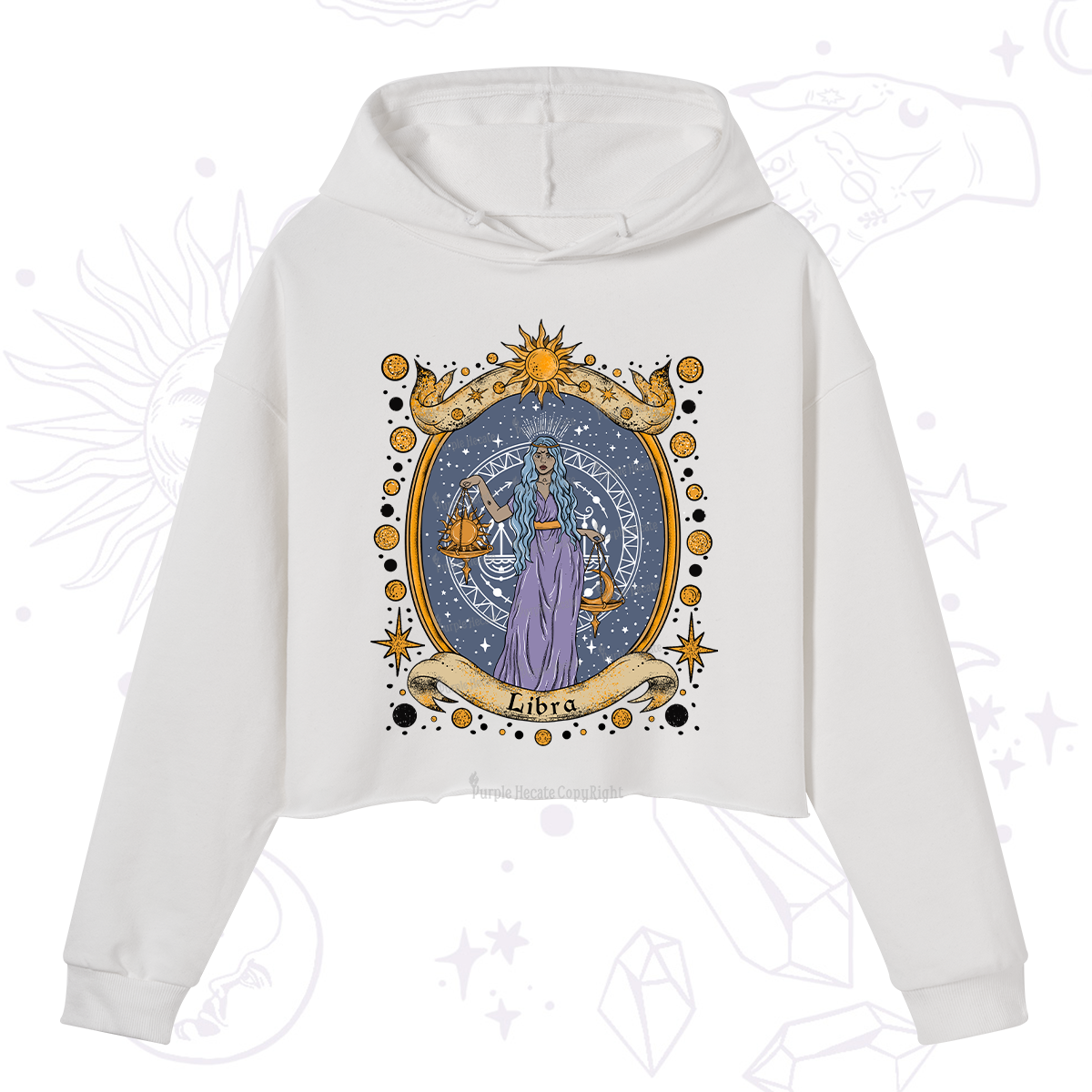 Purplehecate Celestial Libra Zodiac Crop Hoodie