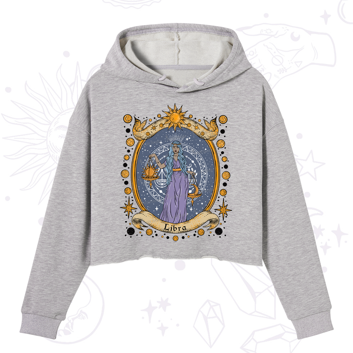 Purplehecate Celestial Libra Zodiac Crop Hoodie