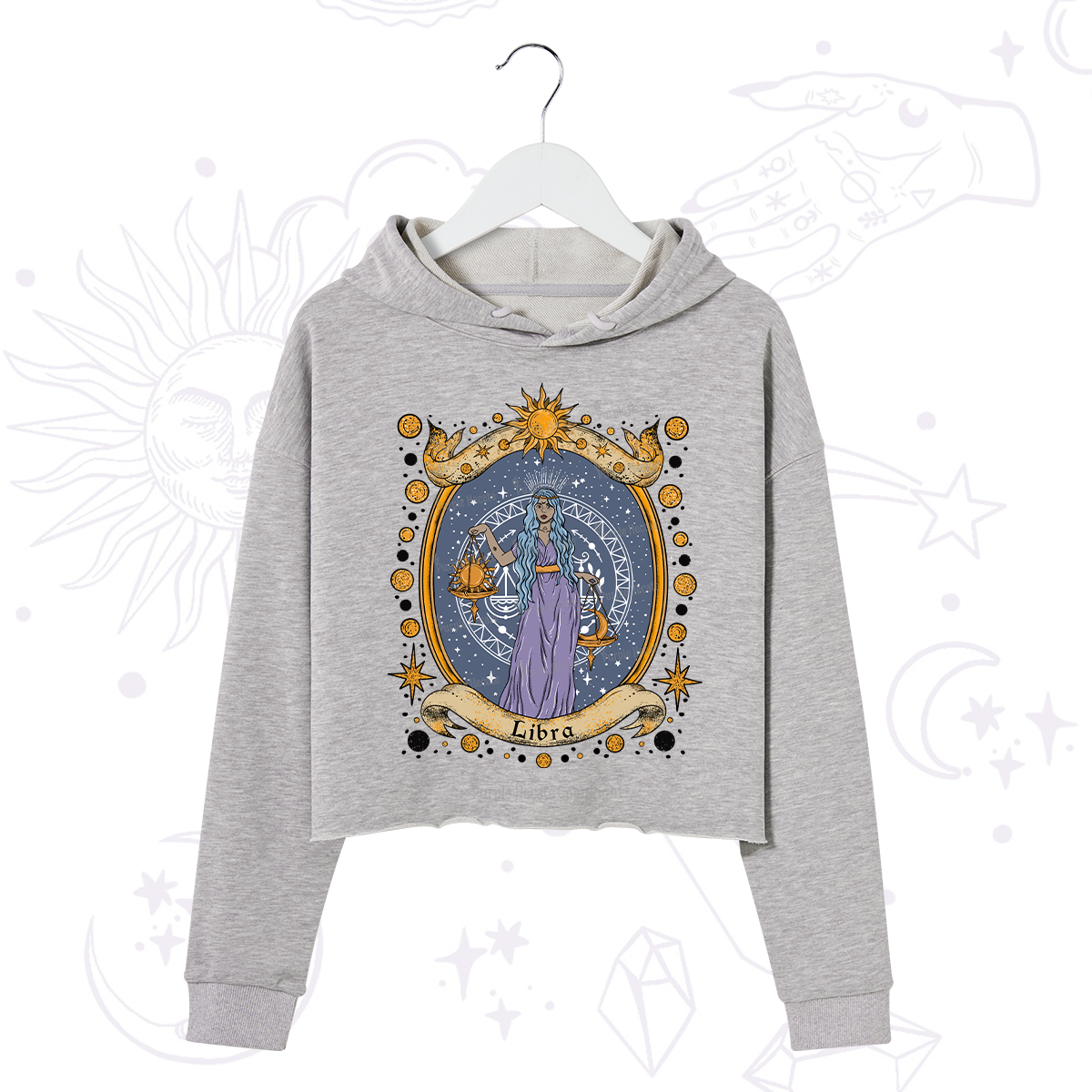 Purplehecate Celestial Libra Zodiac Crop Hoodie