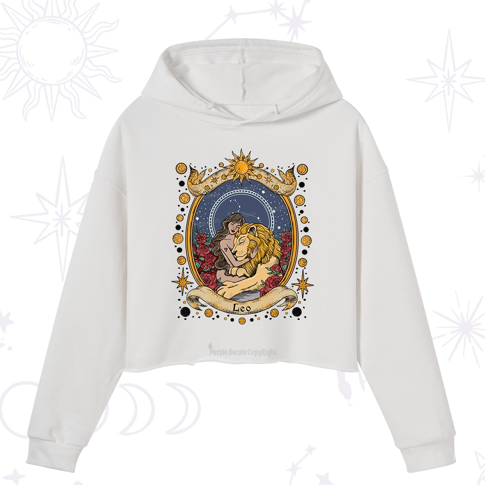 Purplehecate Celestial Leo Zodiac Crop Hoodie
