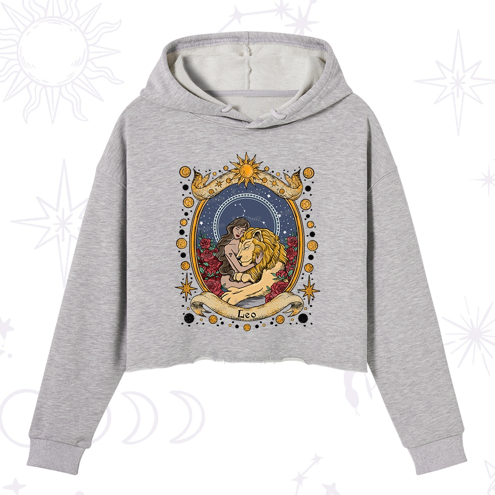 Purplehecate Celestial Leo Zodiac Crop Hoodie