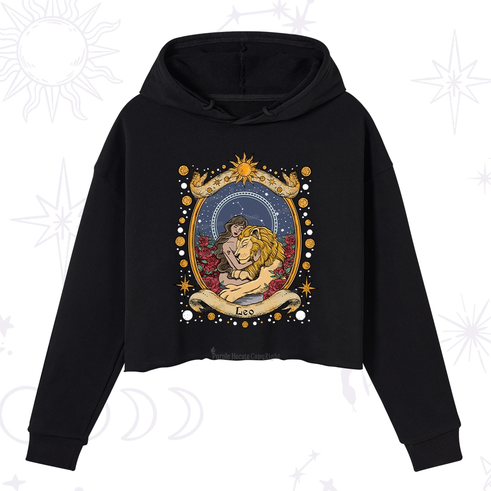 Purplehecate Celestial Leo Zodiac Crop Hoodie
