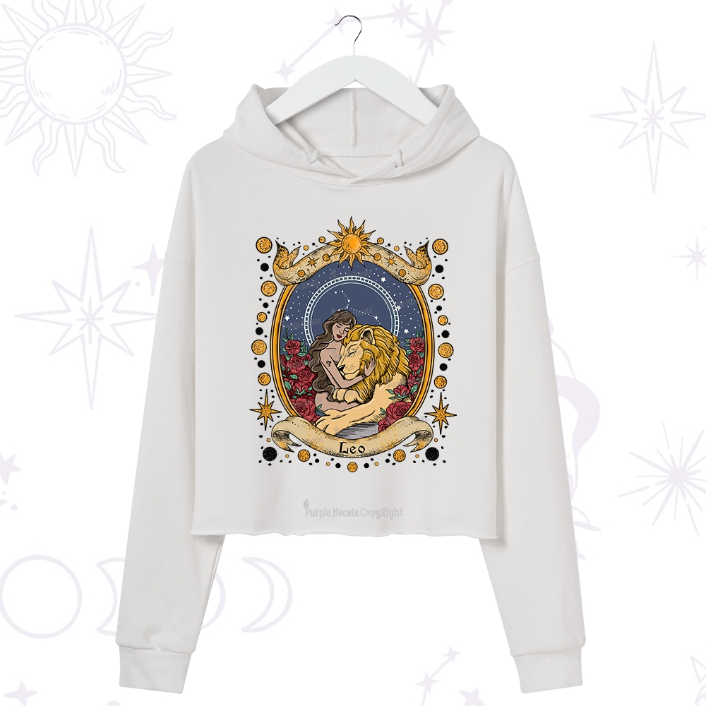 Purplehecate Celestial Leo Zodiac Crop Hoodie