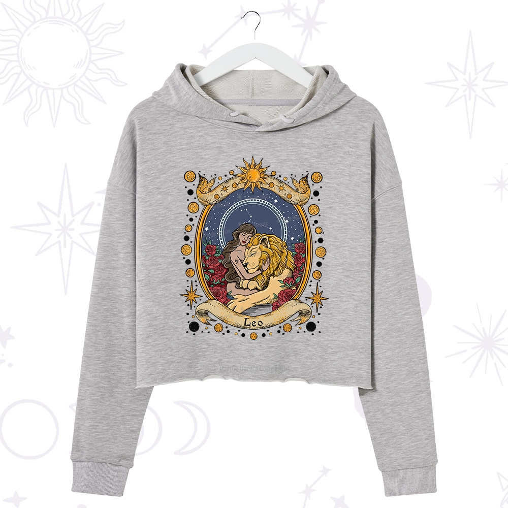Purplehecate Celestial Leo Zodiac Crop Hoodie