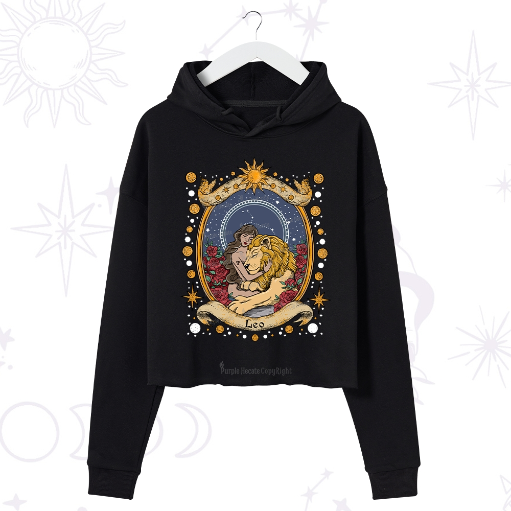 Purplehecate Celestial Leo Zodiac Crop Hoodie