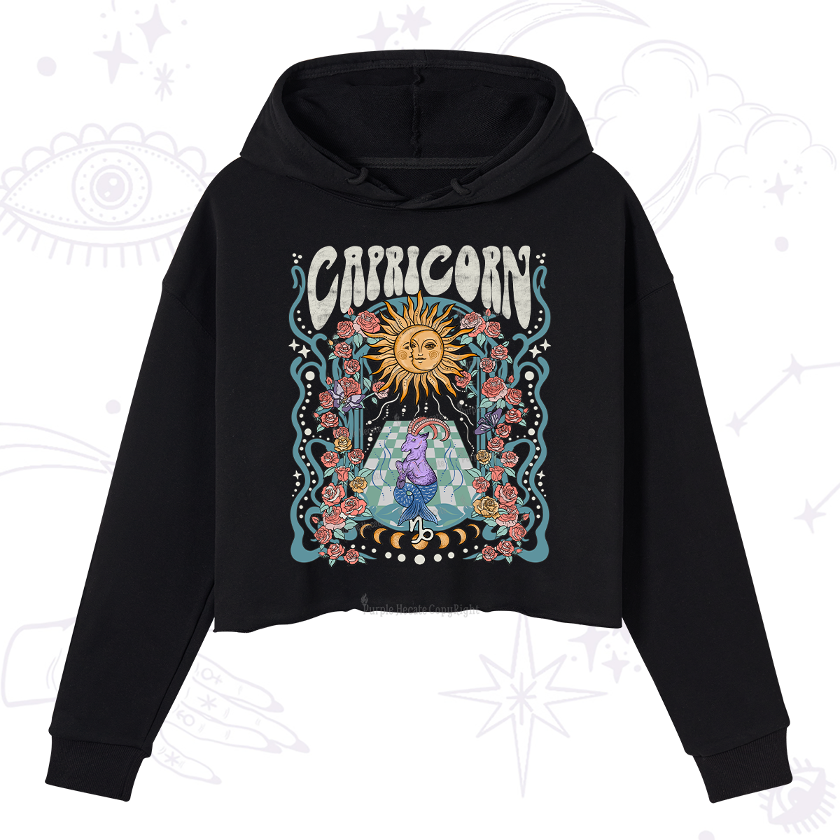 Purplehecate Capricorn Spirit Zodiac Crop Hoodie