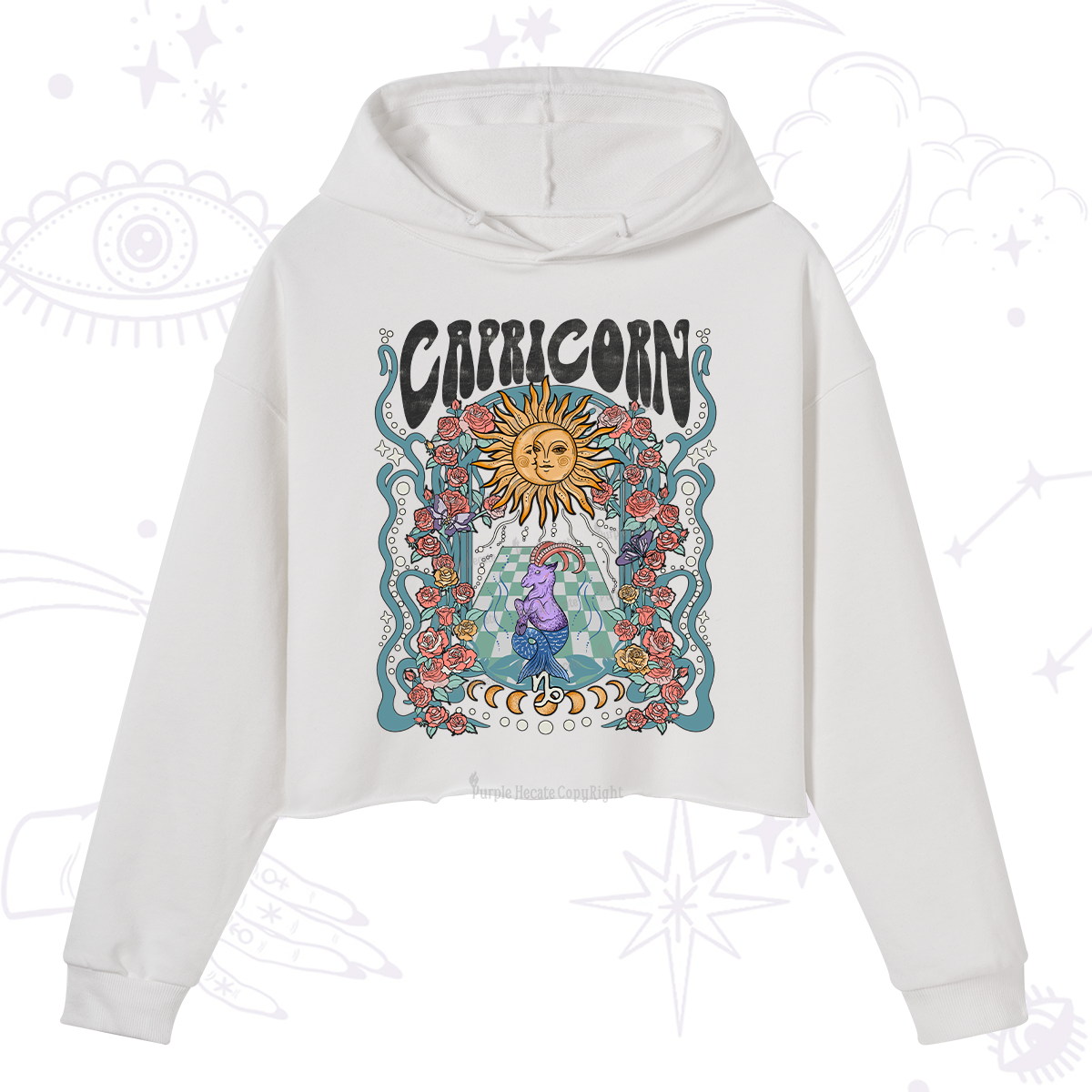 Purplehecate Capricorn Spirit Zodiac Crop Hoodie