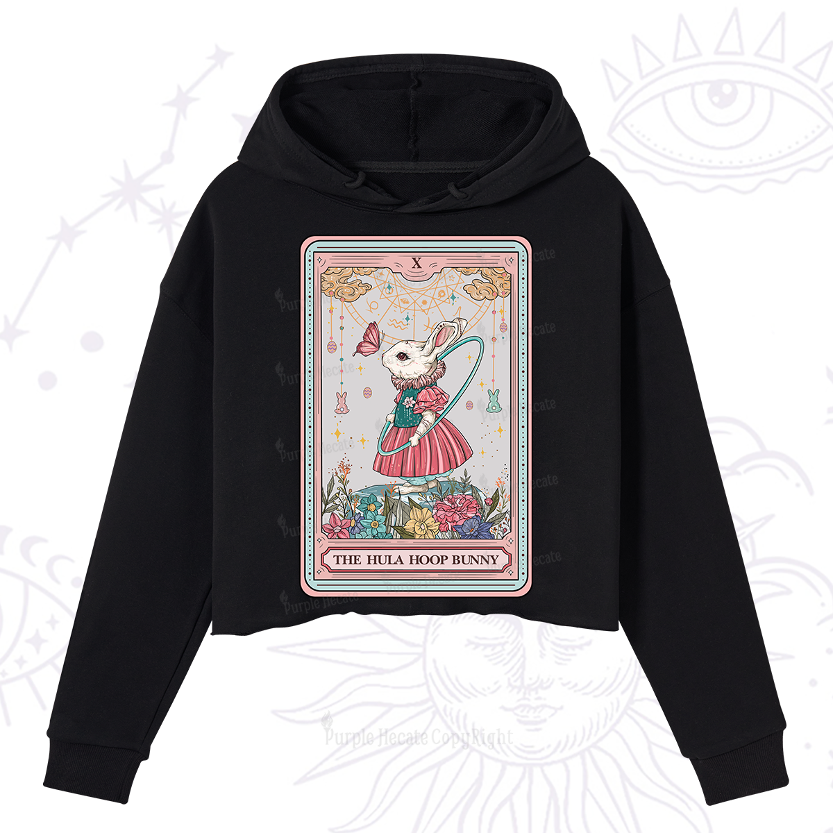 Purplehecate The Hula Hoop Bunny Tarot Crop Hoodie