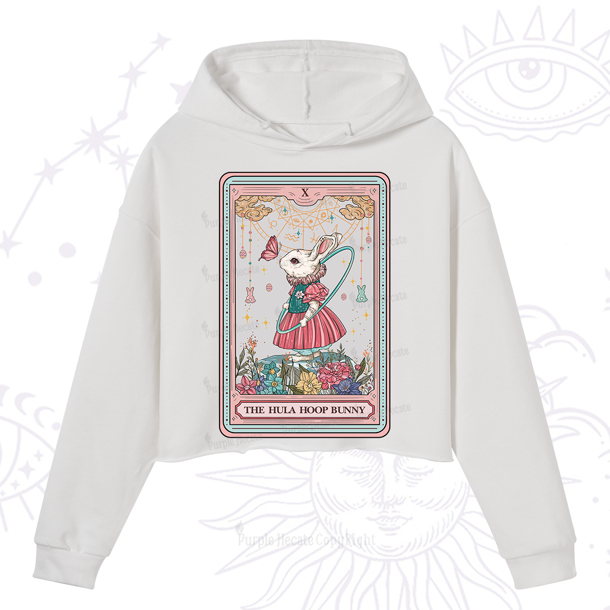 Purplehecate The Hula Hoop Bunny Tarot Crop Hoodie