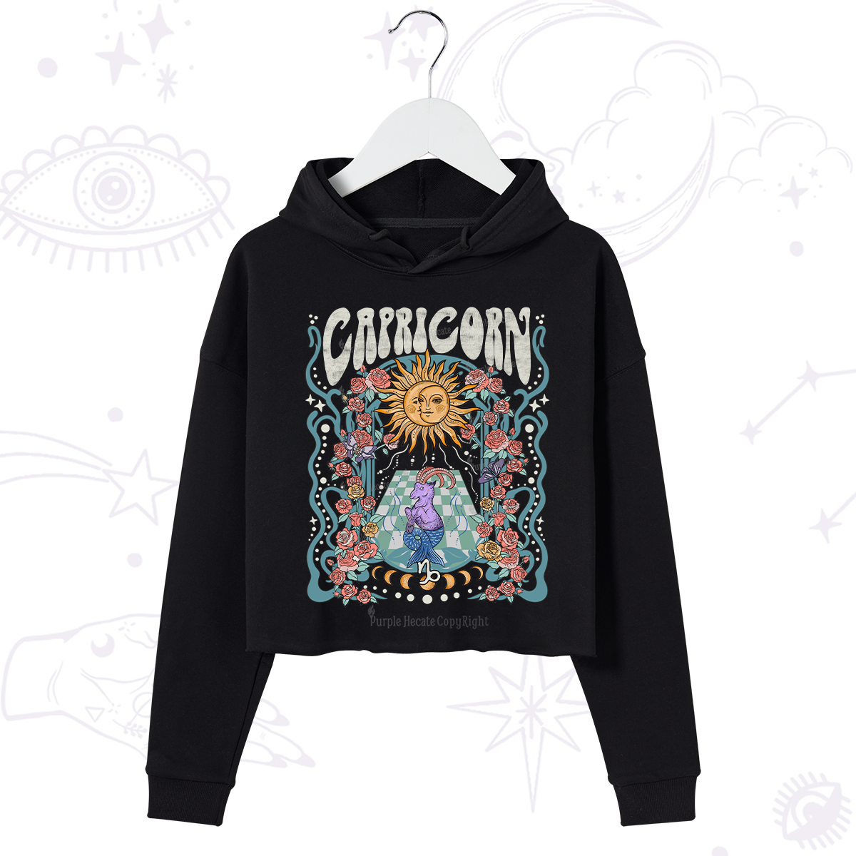 Purplehecate Capricorn Spirit Zodiac Crop Hoodie