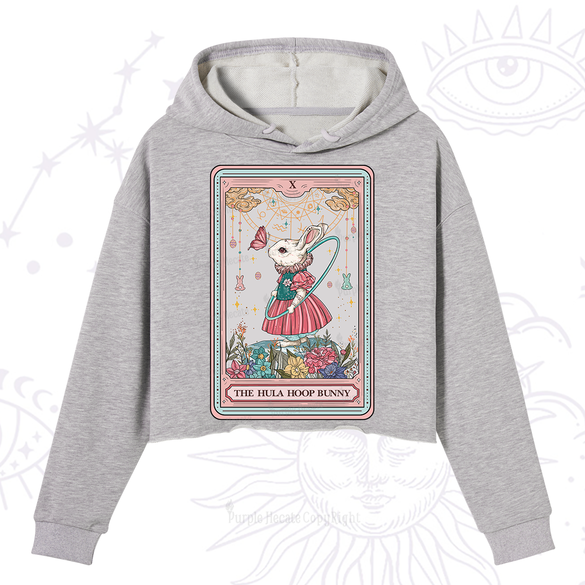 Purplehecate The Hula Hoop Bunny Tarot Crop Hoodie