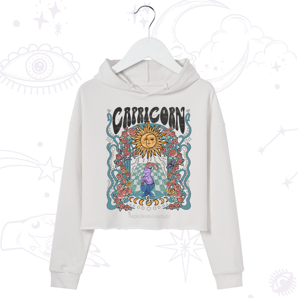 Purplehecate Capricorn Spirit Zodiac Crop Hoodie