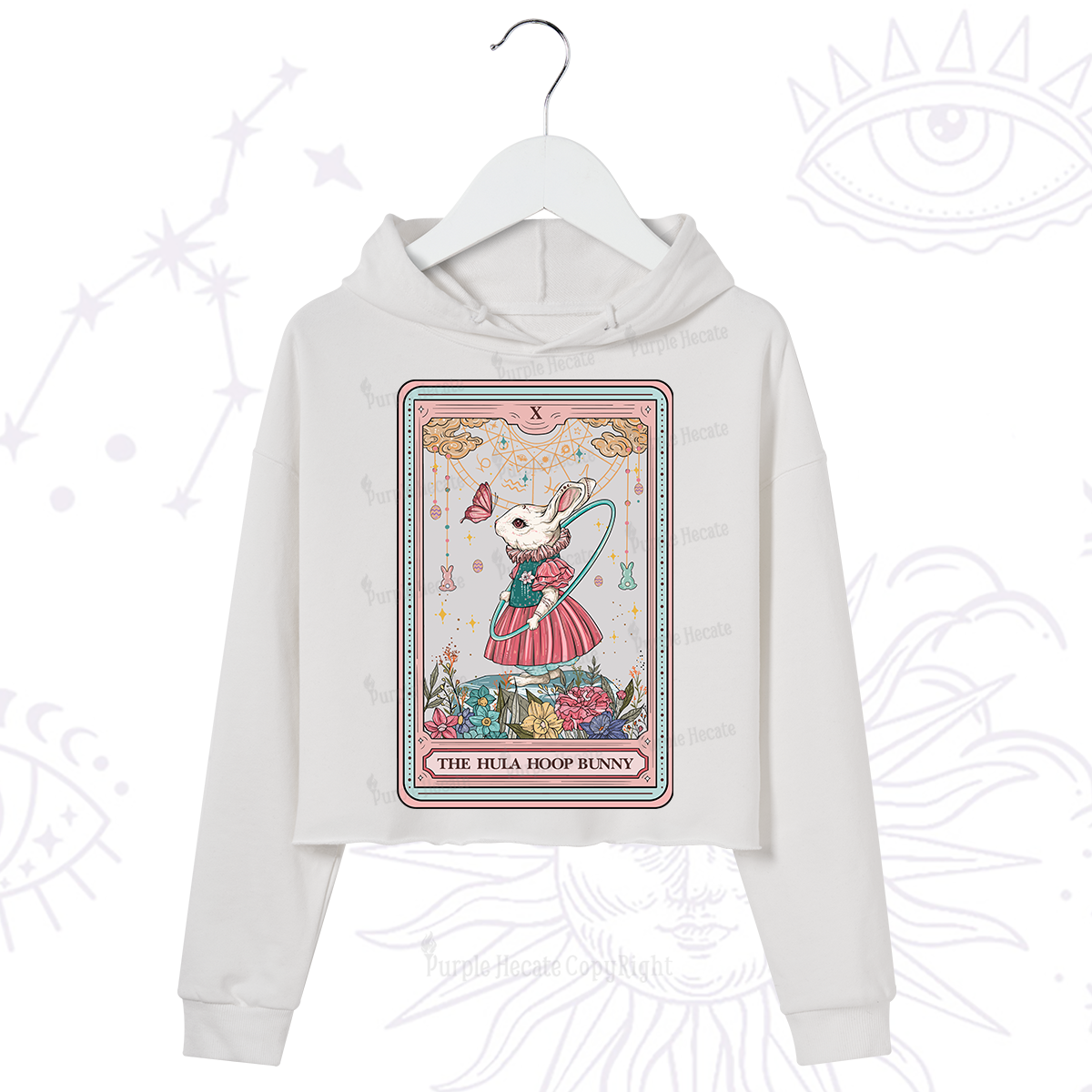 Purplehecate The Hula Hoop Bunny Tarot Crop Hoodie