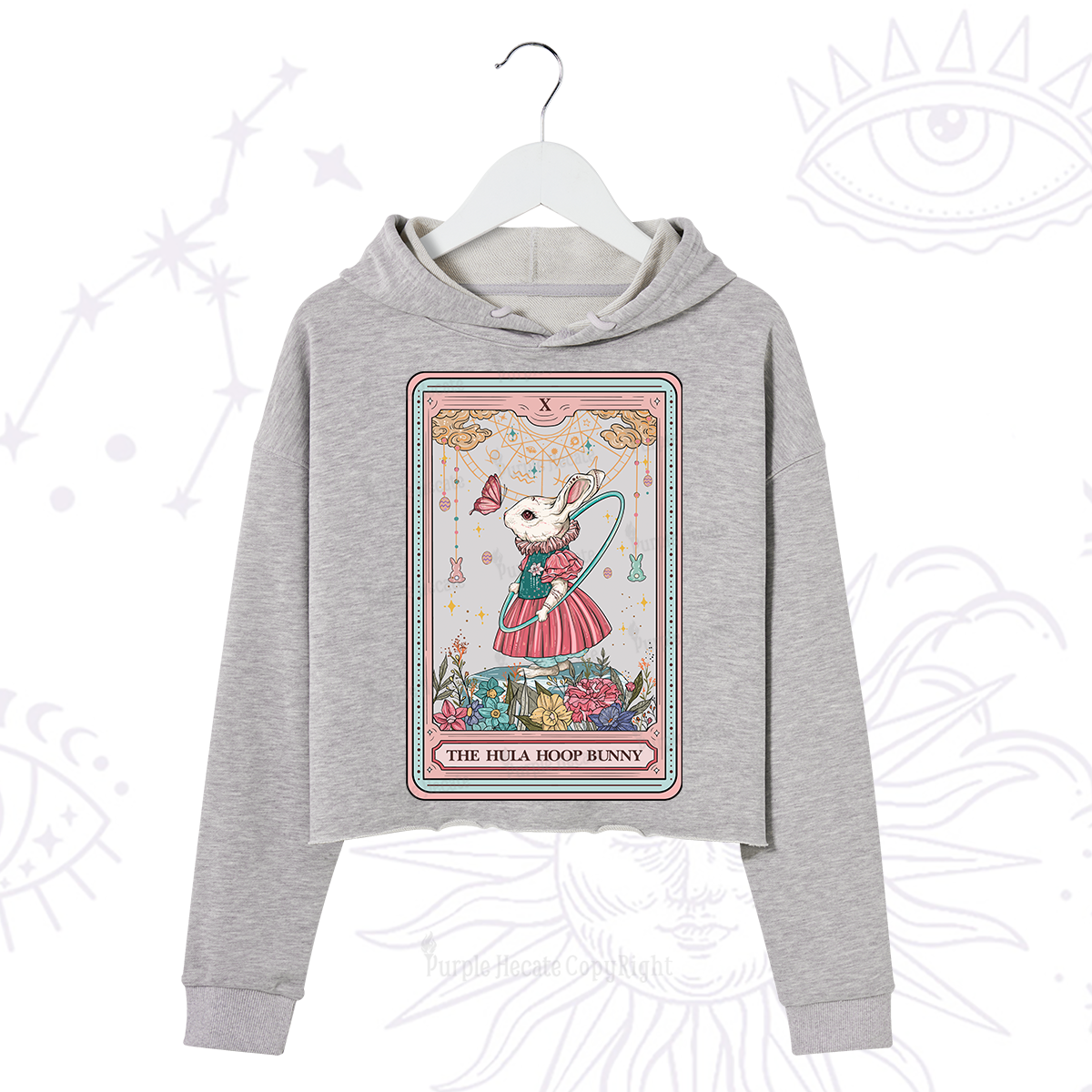 Purplehecate The Hula Hoop Bunny Tarot Crop Hoodie
