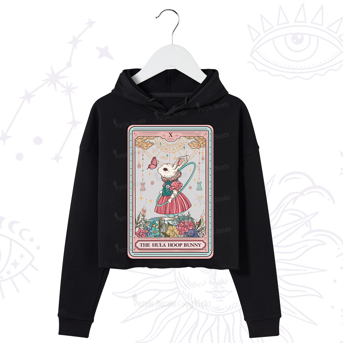 Purplehecate The Hula Hoop Bunny Tarot Crop Hoodie