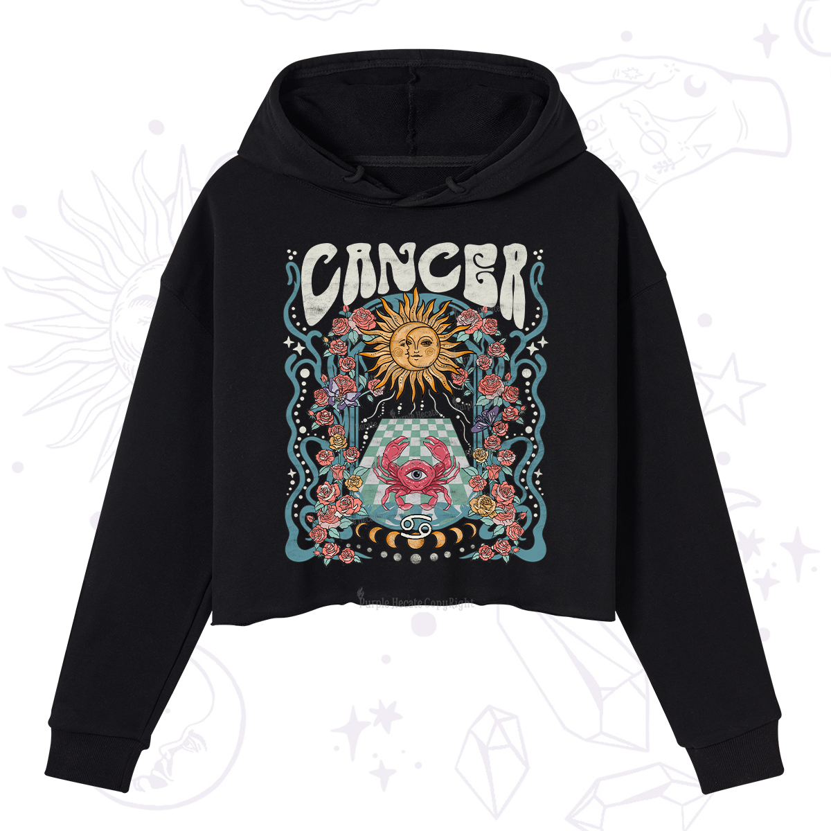 Purplehecate Cancer Spirit Zodiac Crop Hoodie