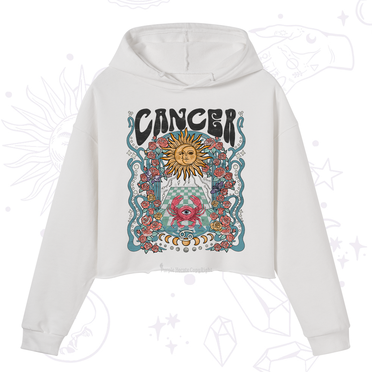 Purplehecate Cancer Spirit Zodiac Crop Hoodie