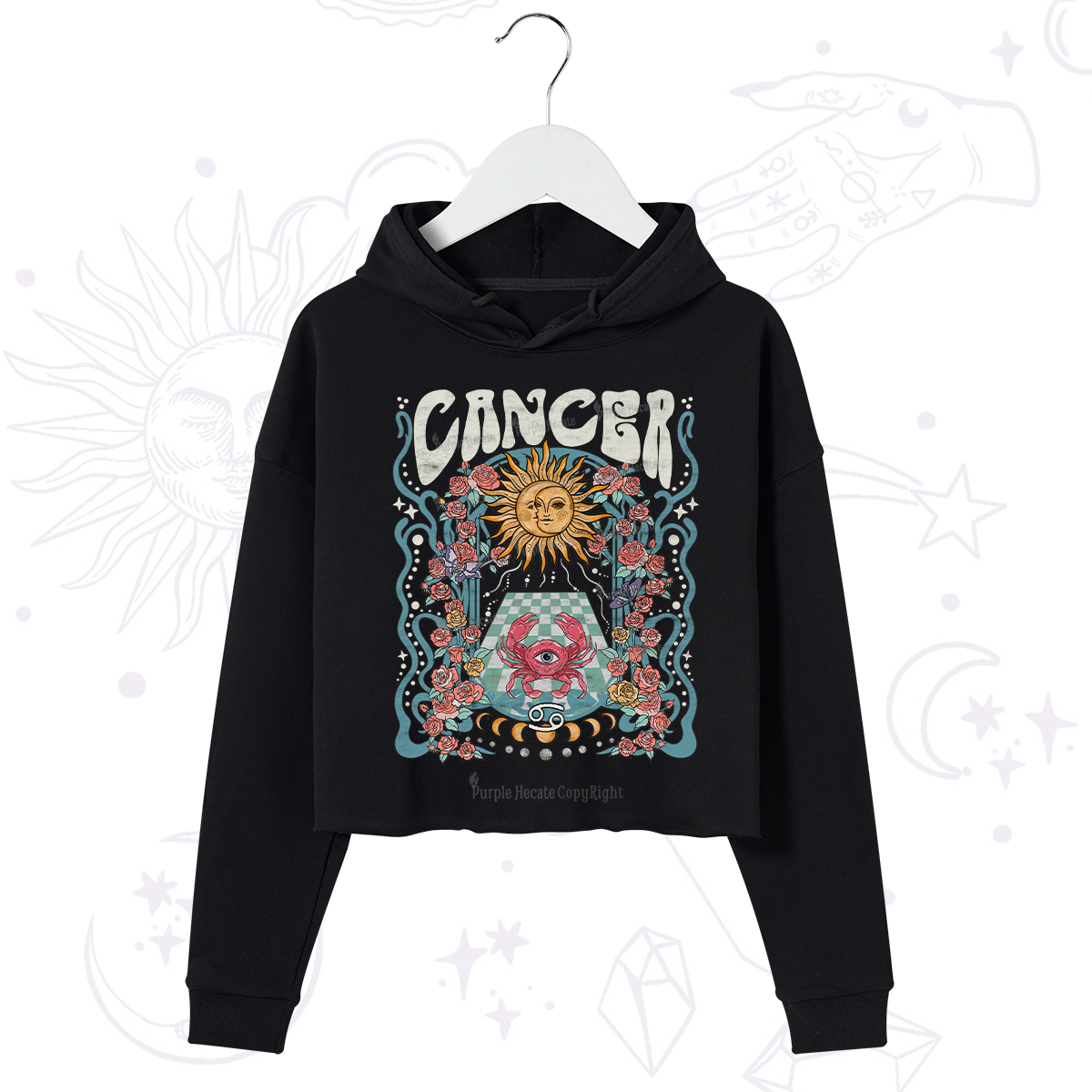 Purplehecate Cancer Spirit Zodiac Crop Hoodie