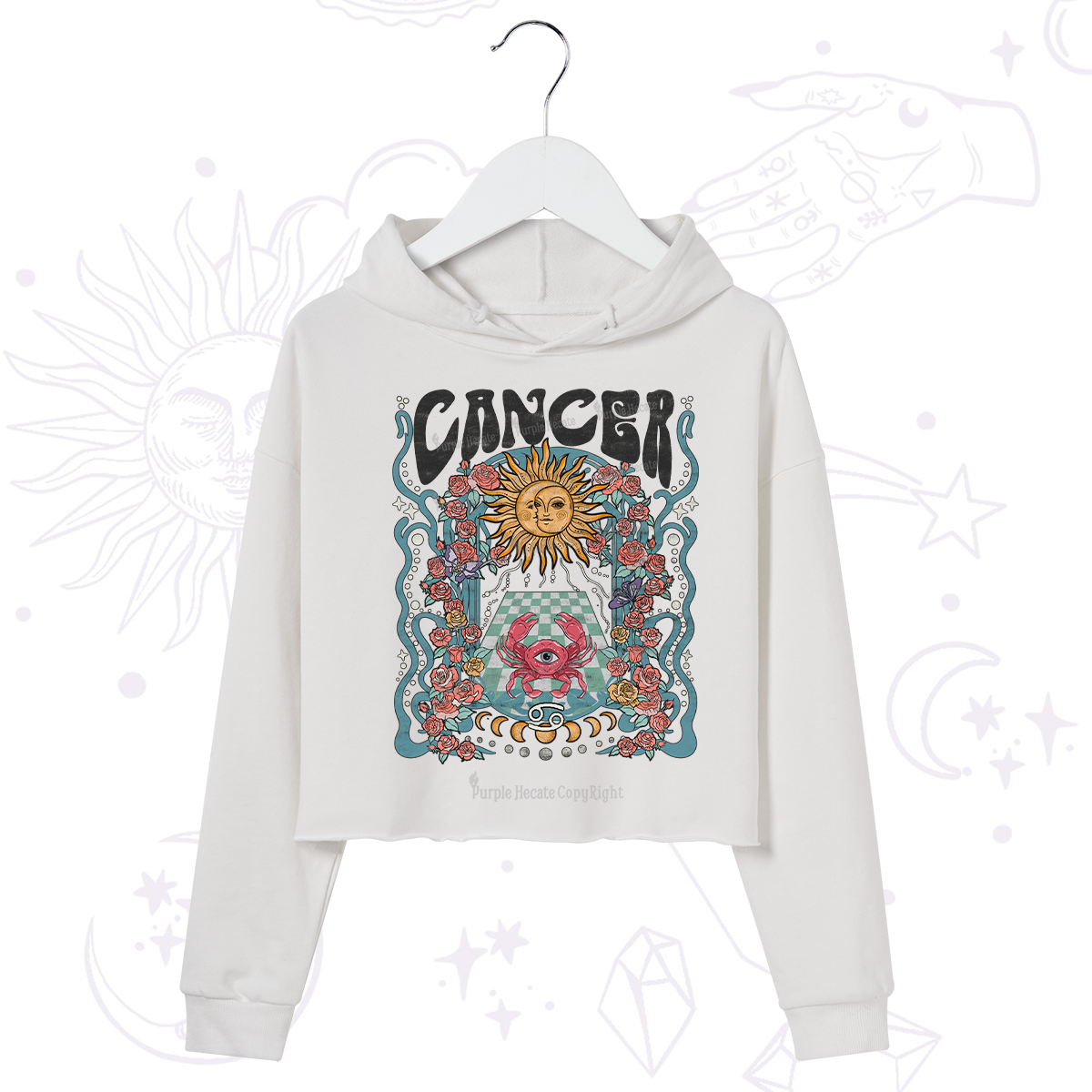 Purplehecate Cancer Spirit Zodiac Crop Hoodie