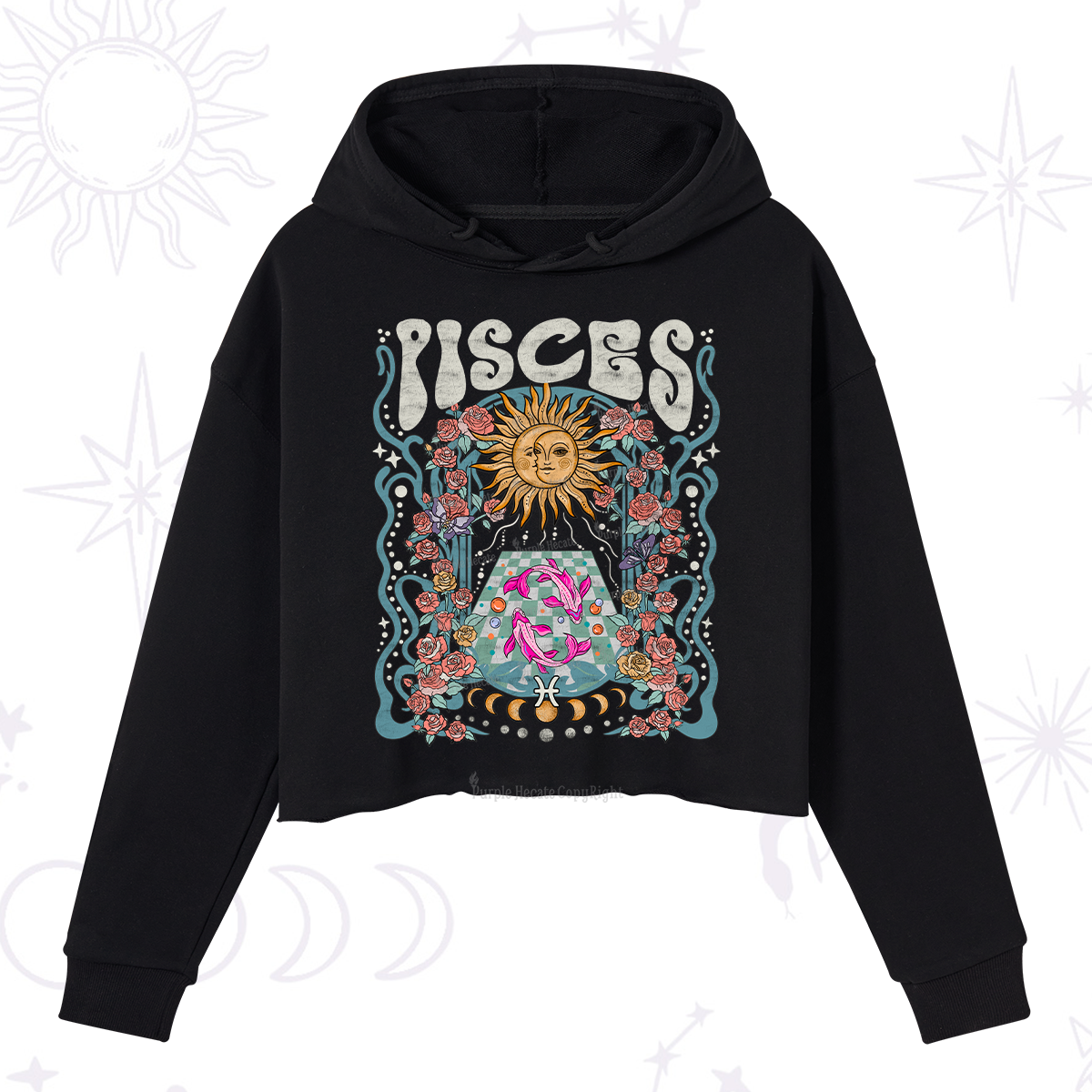 Purplehecate Pisces Spirit Zodiac Crop Hoodie