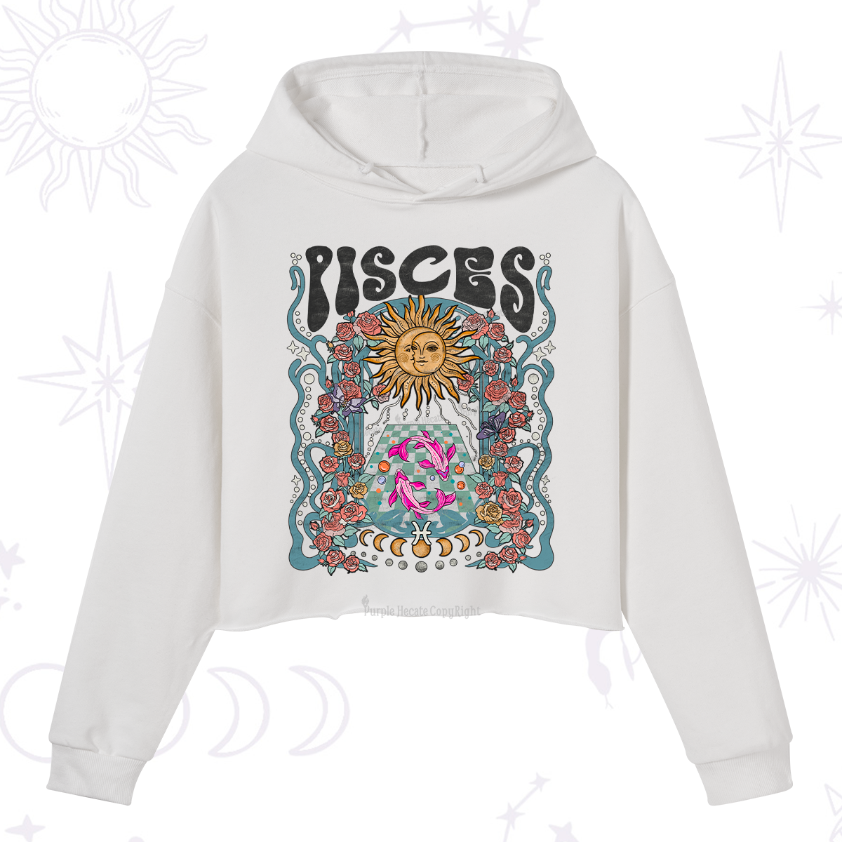 Purplehecate Pisces Spirit Zodiac Crop Hoodie