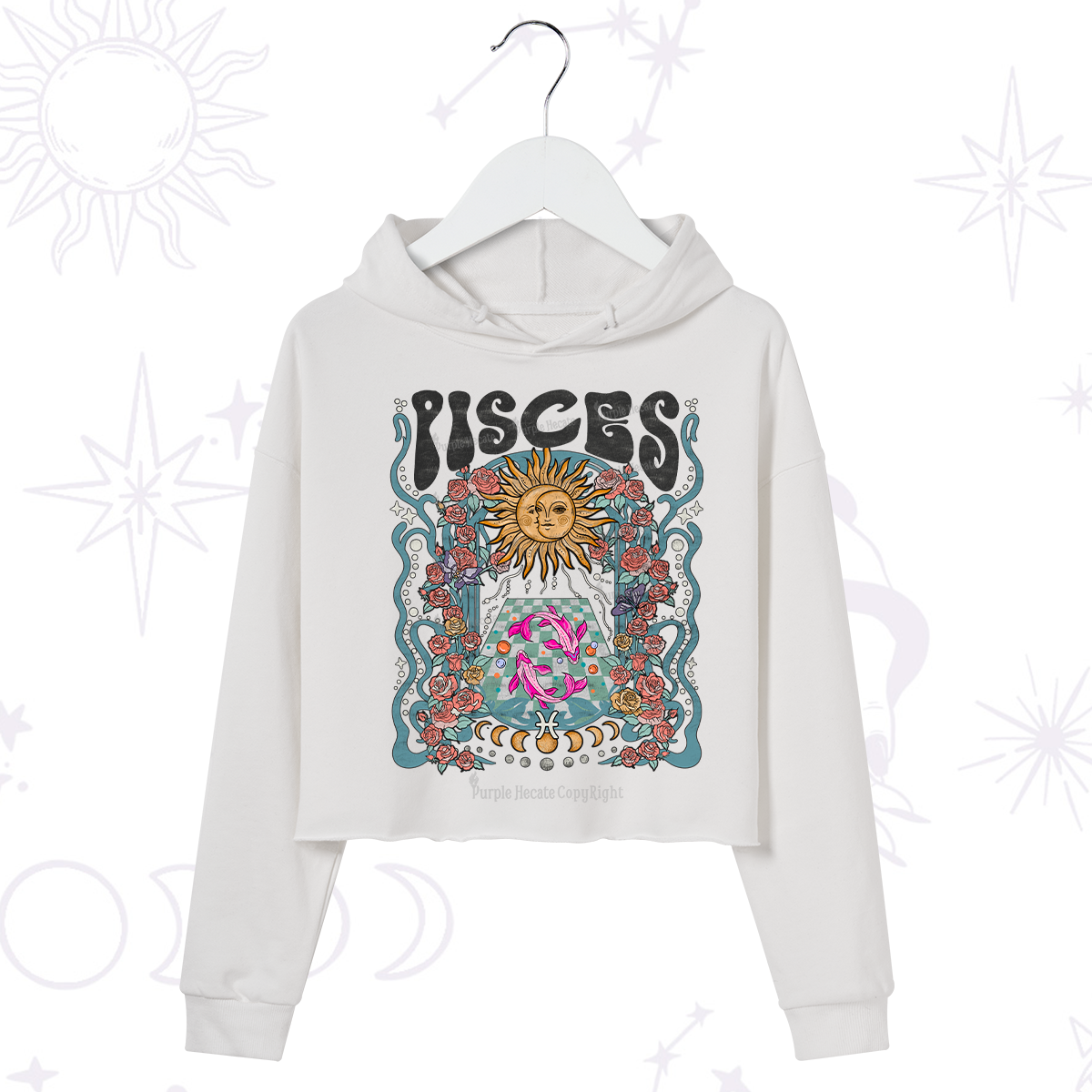 Purplehecate Pisces Spirit Zodiac Crop Hoodie