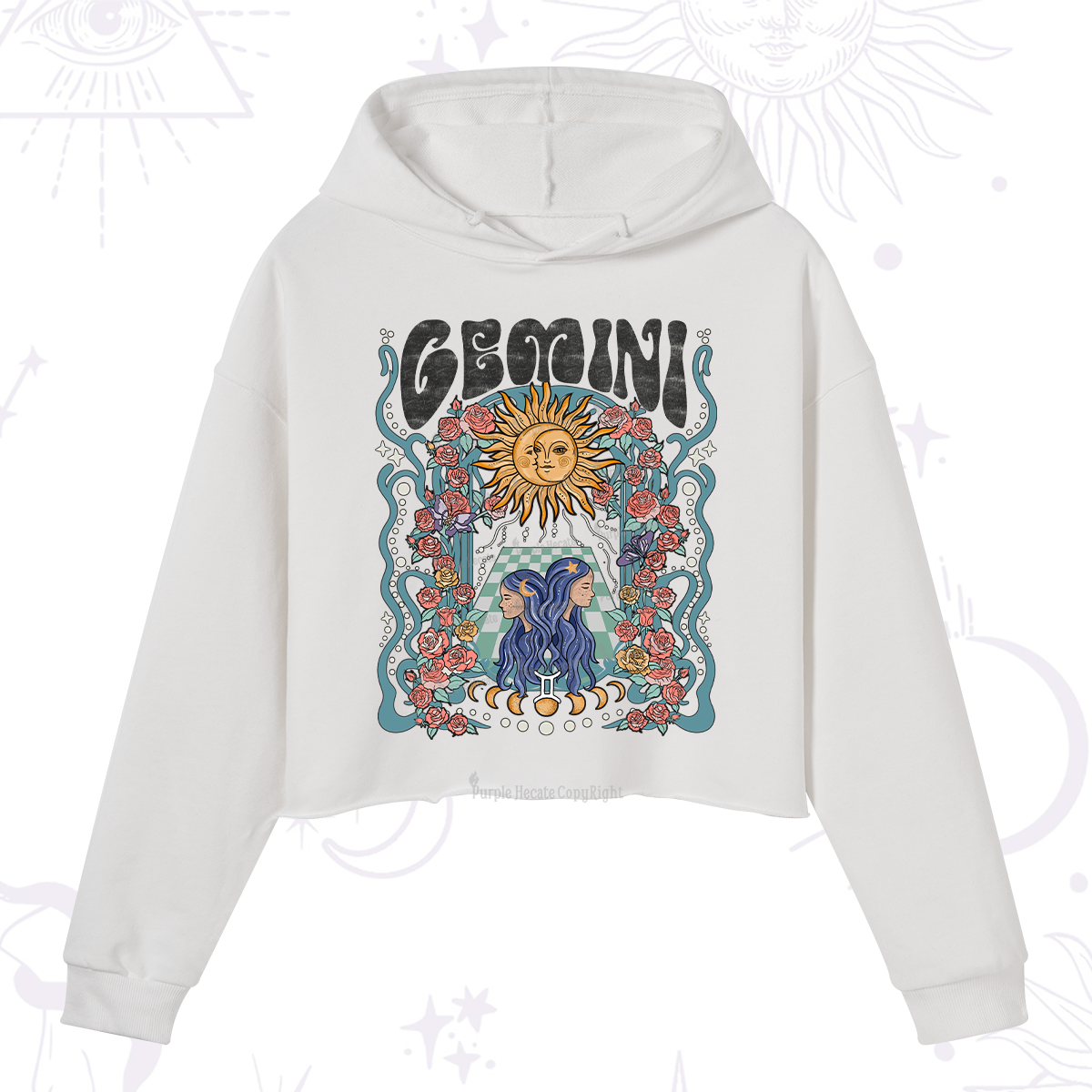 Purplehecate Gemini Spirit Zodiac Crop Hoodie