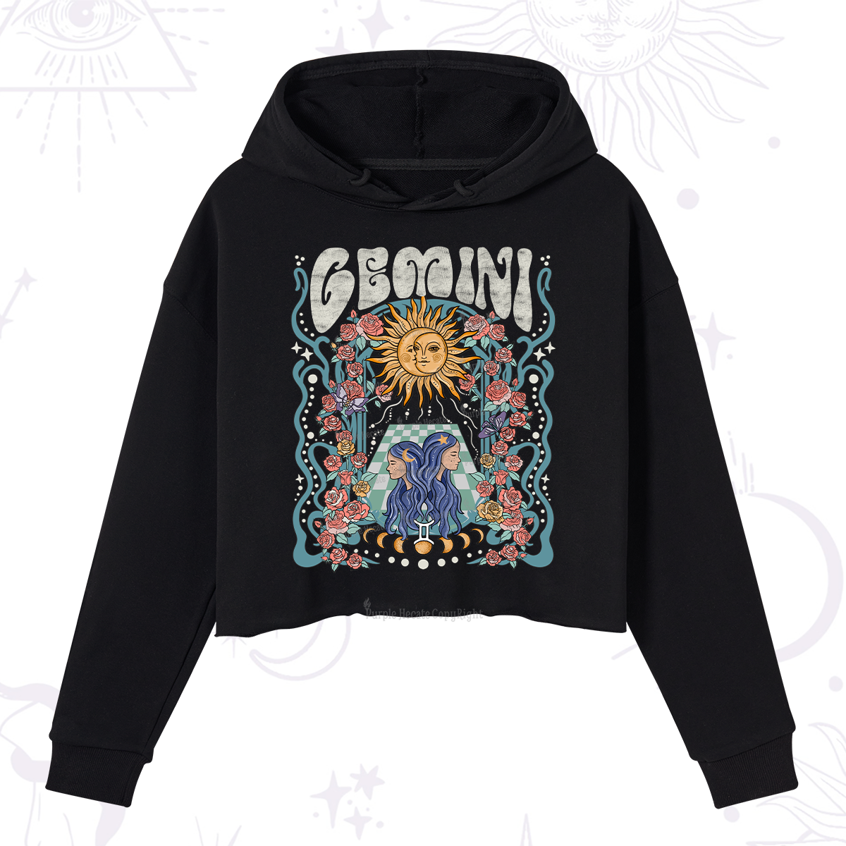 Purplehecate Gemini Spirit Zodiac Crop Hoodie