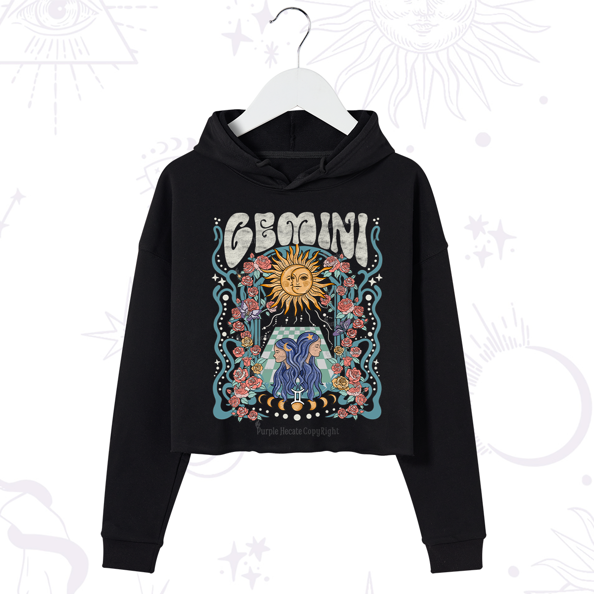 Purplehecate Gemini Spirit Zodiac Crop Hoodie