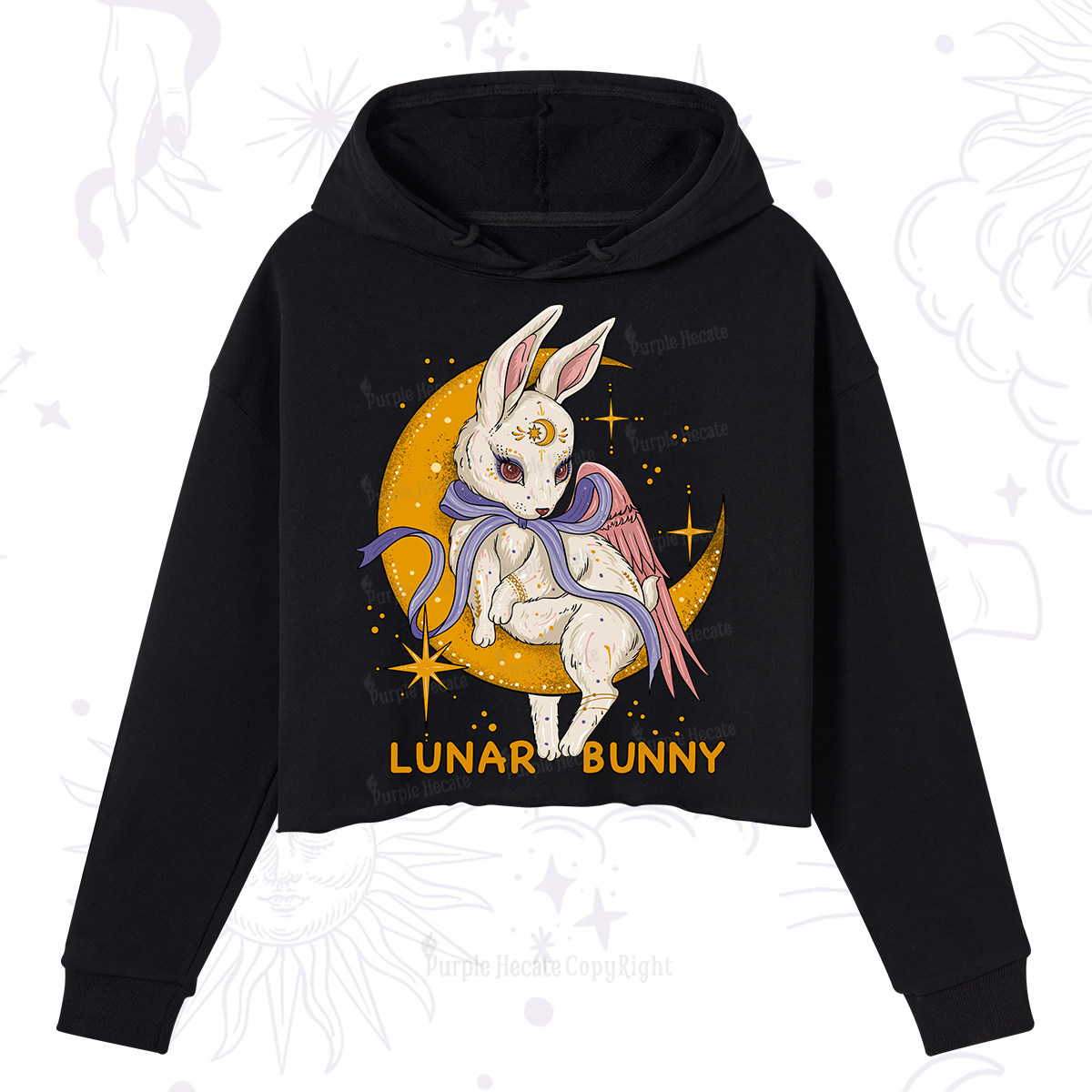 Purplehecate Lunar Bunny Easter Crop Hoodie