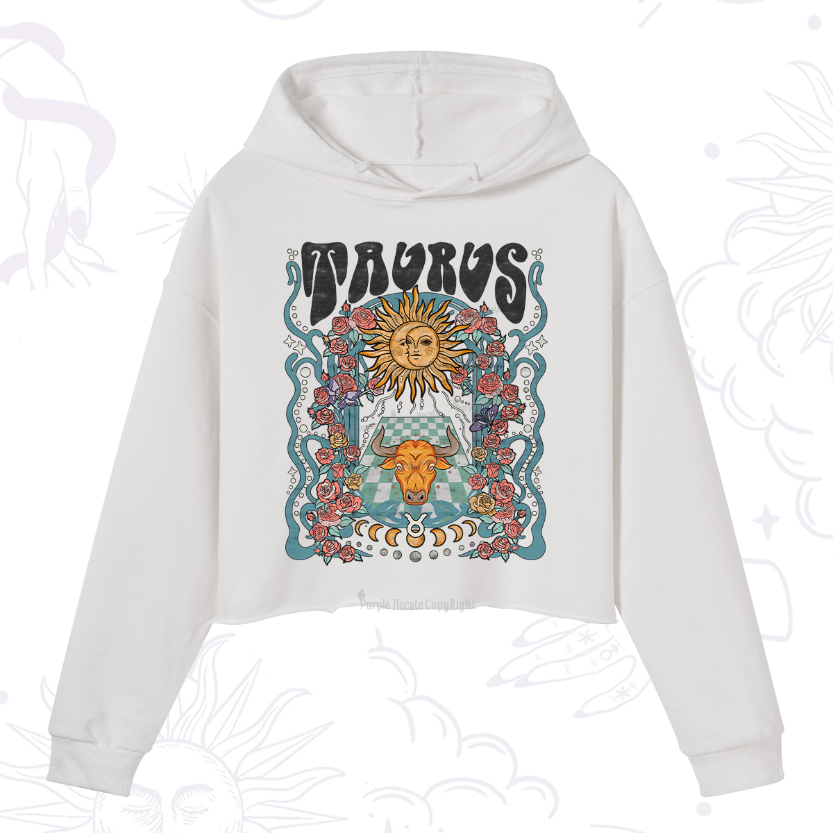 Purplehecate Taurus Spirit Zodiac Crop Hoodie