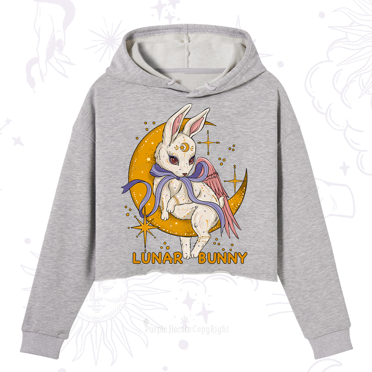 Purplehecate Lunar Bunny Easter Crop Hoodie