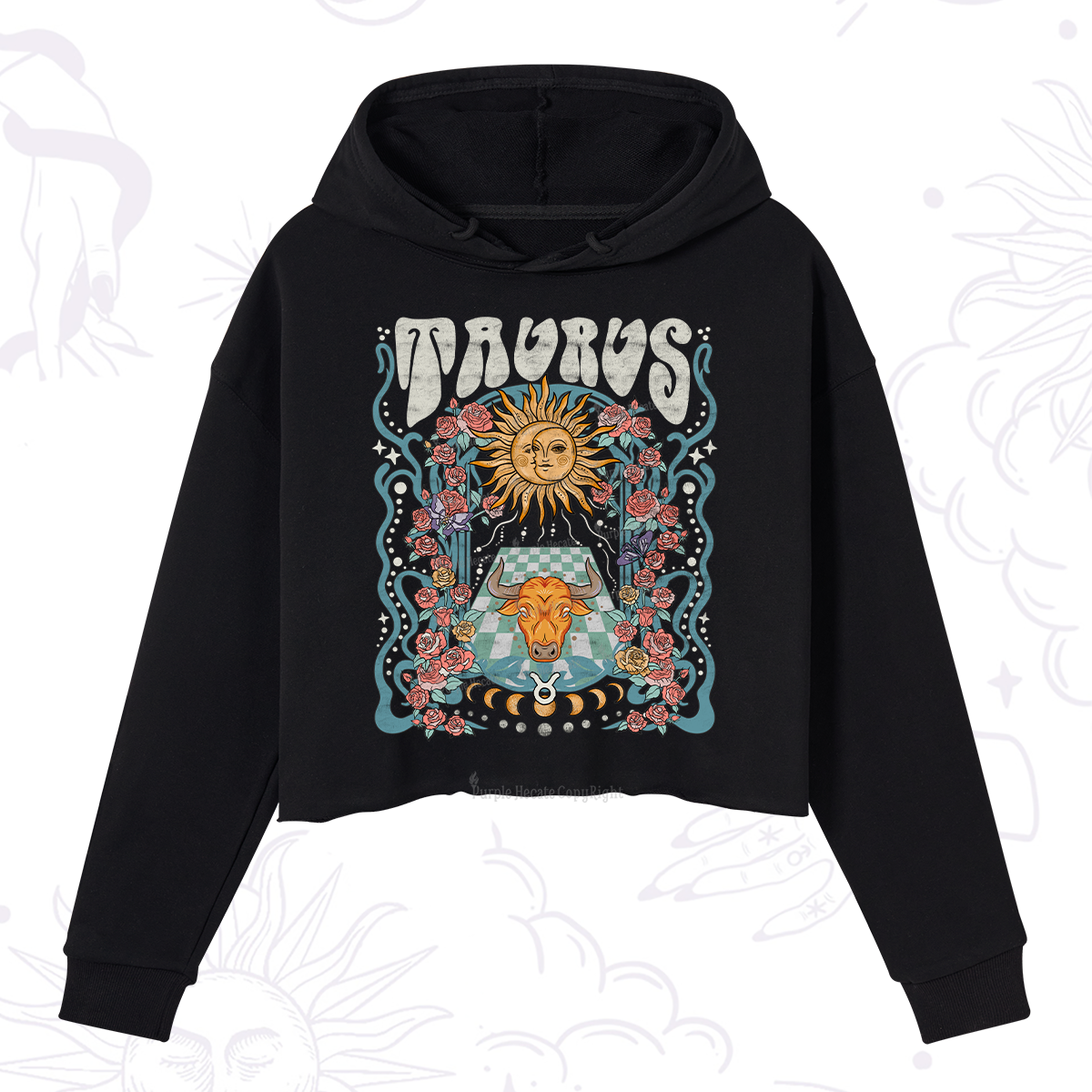 Purplehecate Taurus Spirit Zodiac Crop Hoodie