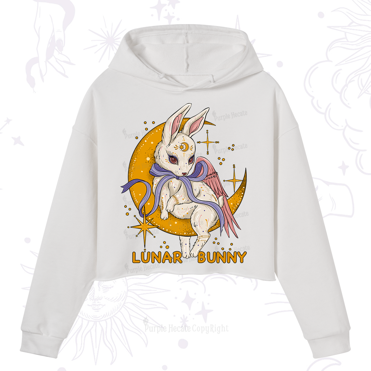 Purplehecate Lunar Bunny Easter Crop Hoodie