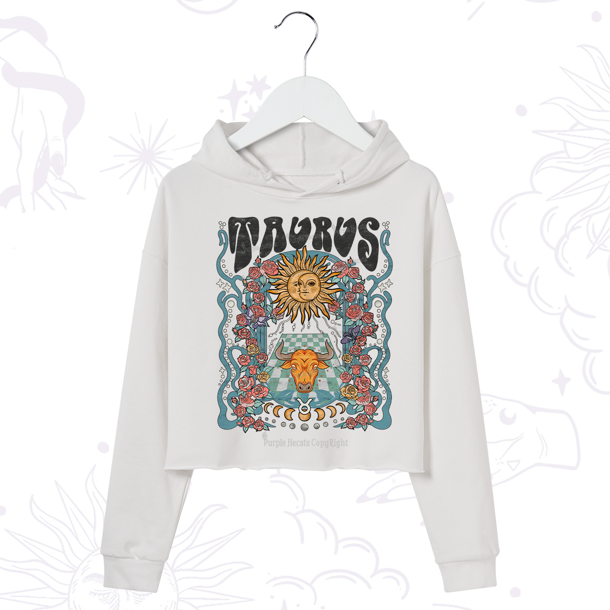 Purplehecate Taurus Spirit Zodiac Crop Hoodie