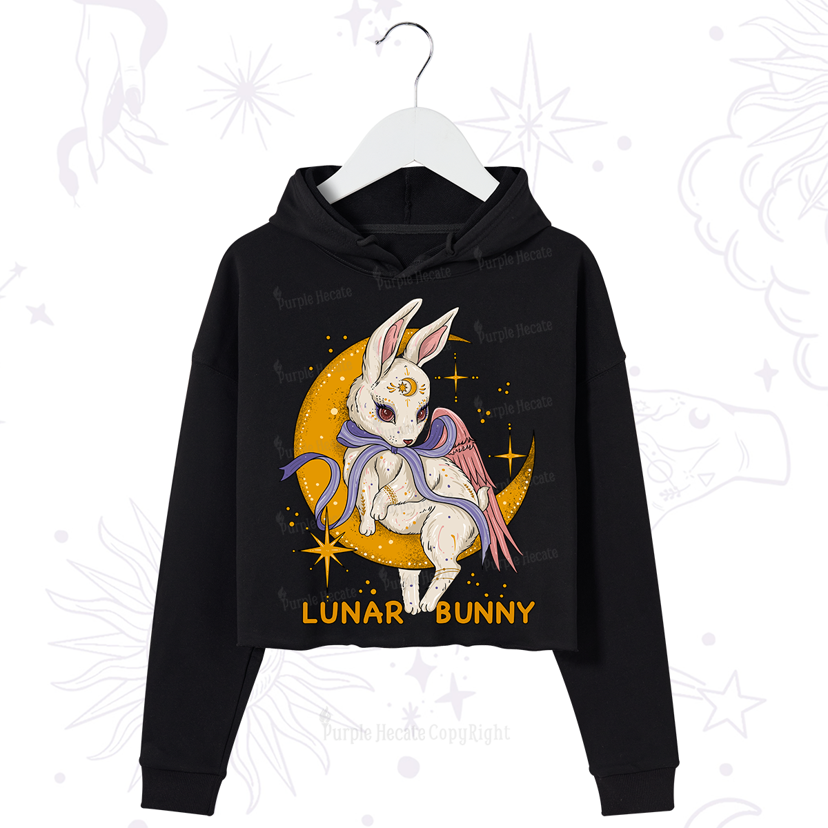 Purplehecate Lunar Bunny Easter Crop Hoodie