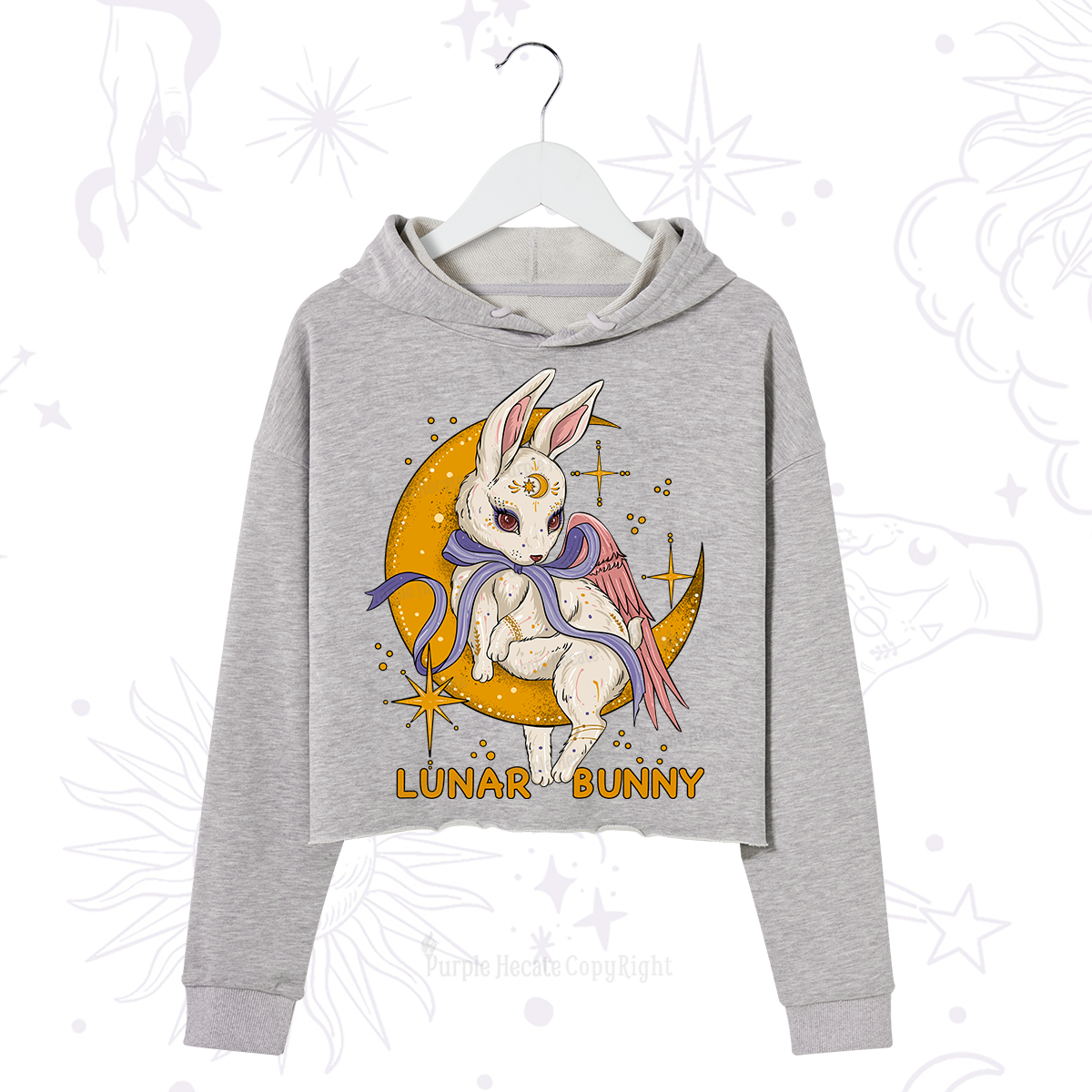 Purplehecate Lunar Bunny Easter Crop Hoodie