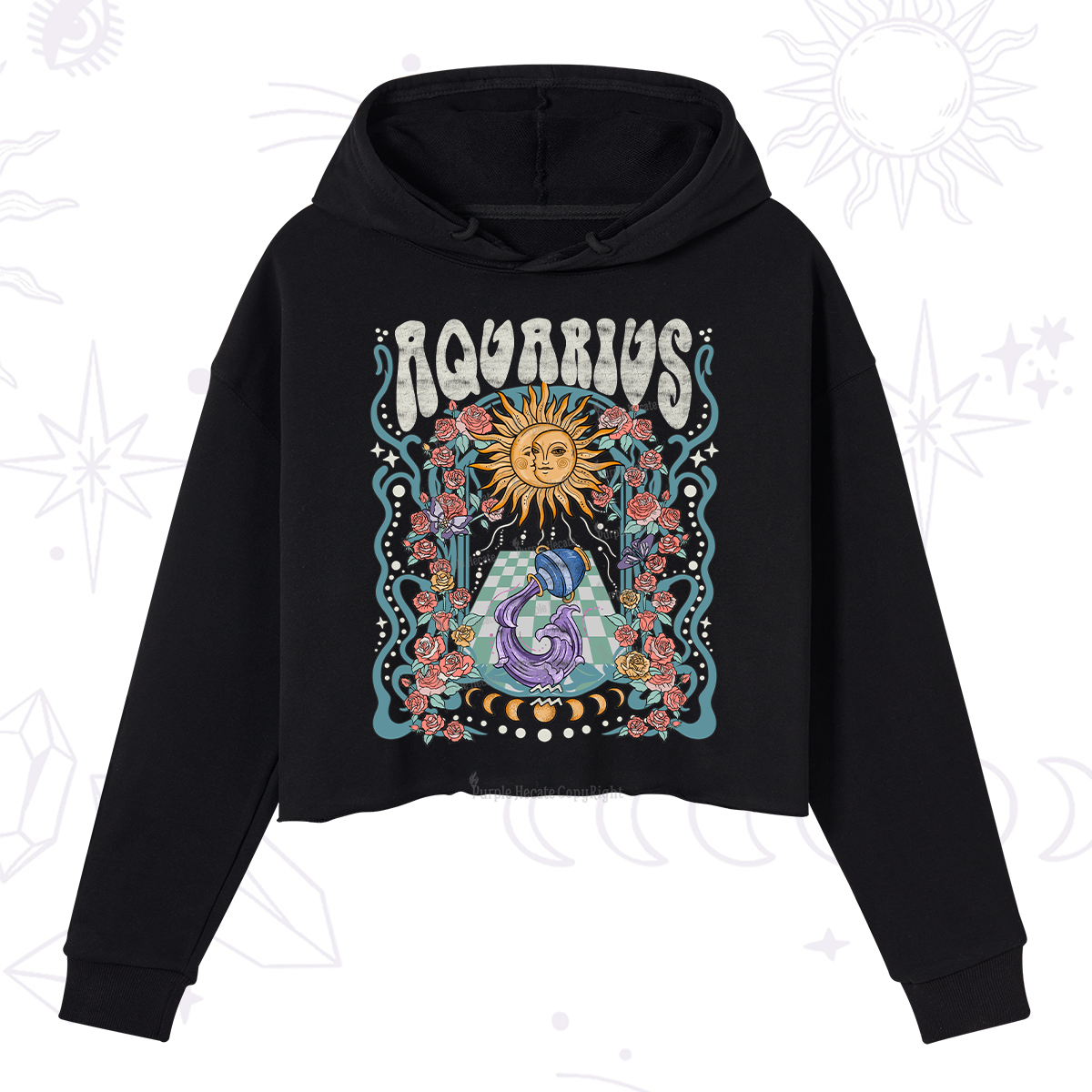 Purplehecate Aquarius Spirit Zodiac Crop Hoodie
