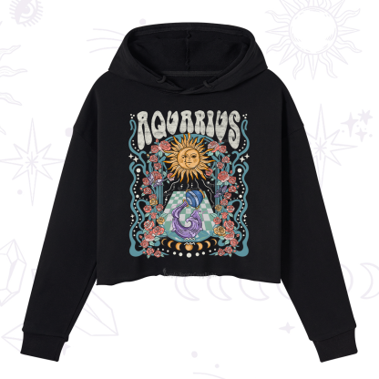 Purplehecate Aquarius Spirit Zodiac Crop Hoodie