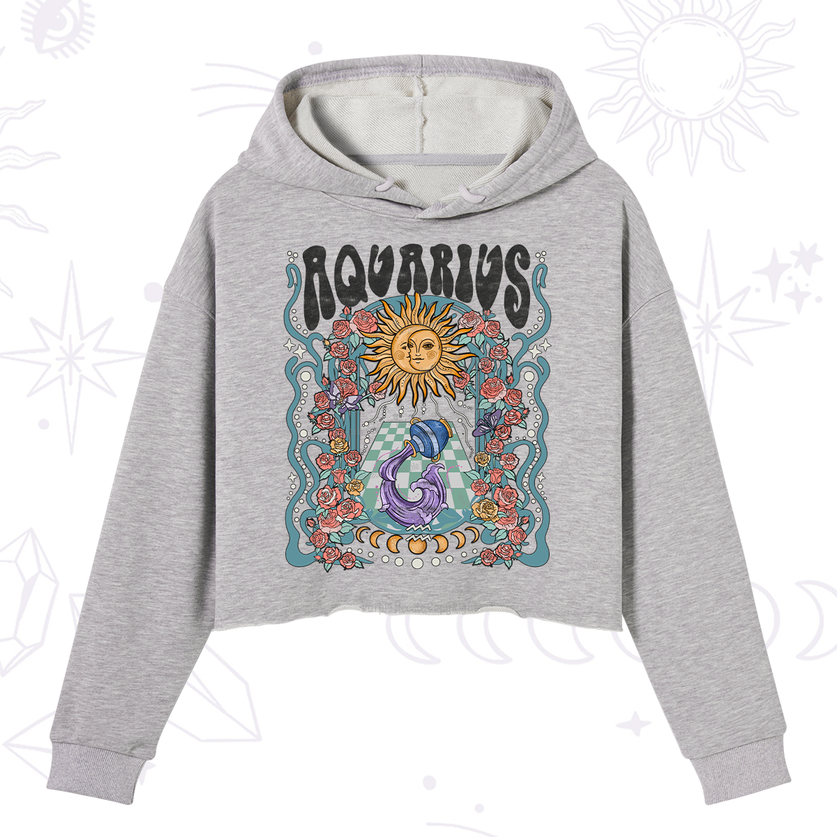 Purplehecate Aquarius Spirit Zodiac Crop Hoodie
