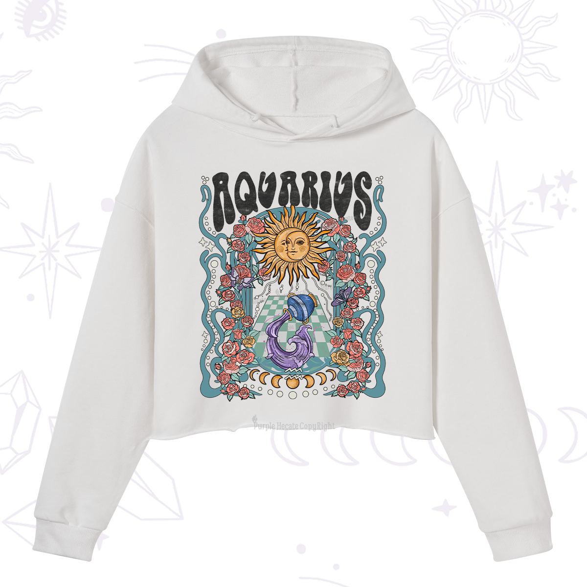 Purplehecate Aquarius Spirit Zodiac Crop Hoodie