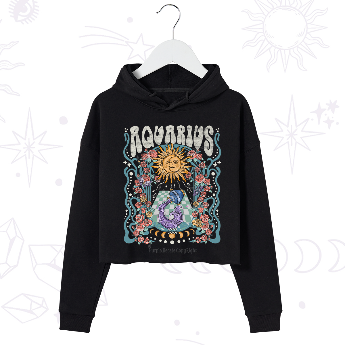 Purplehecate Aquarius Spirit Zodiac Crop Hoodie