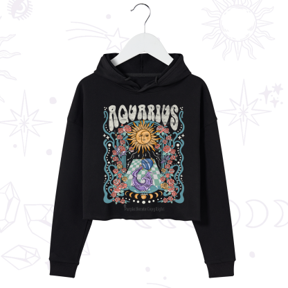 Purplehecate Aquarius Spirit Zodiac Crop Hoodie