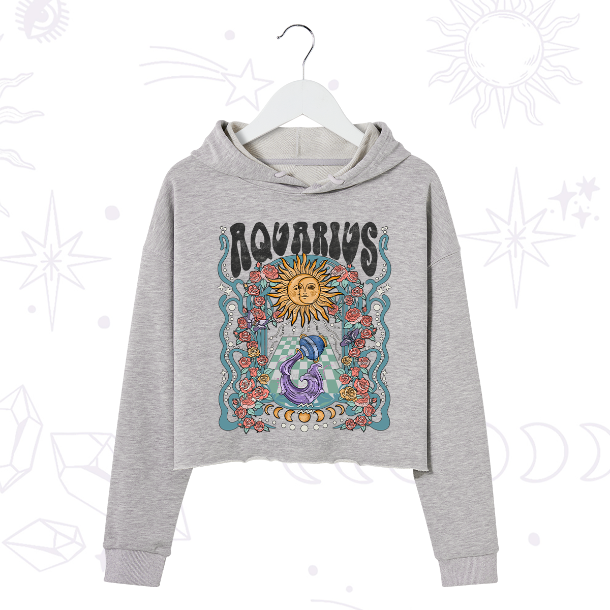 Purplehecate Aquarius Spirit Zodiac Crop Hoodie
