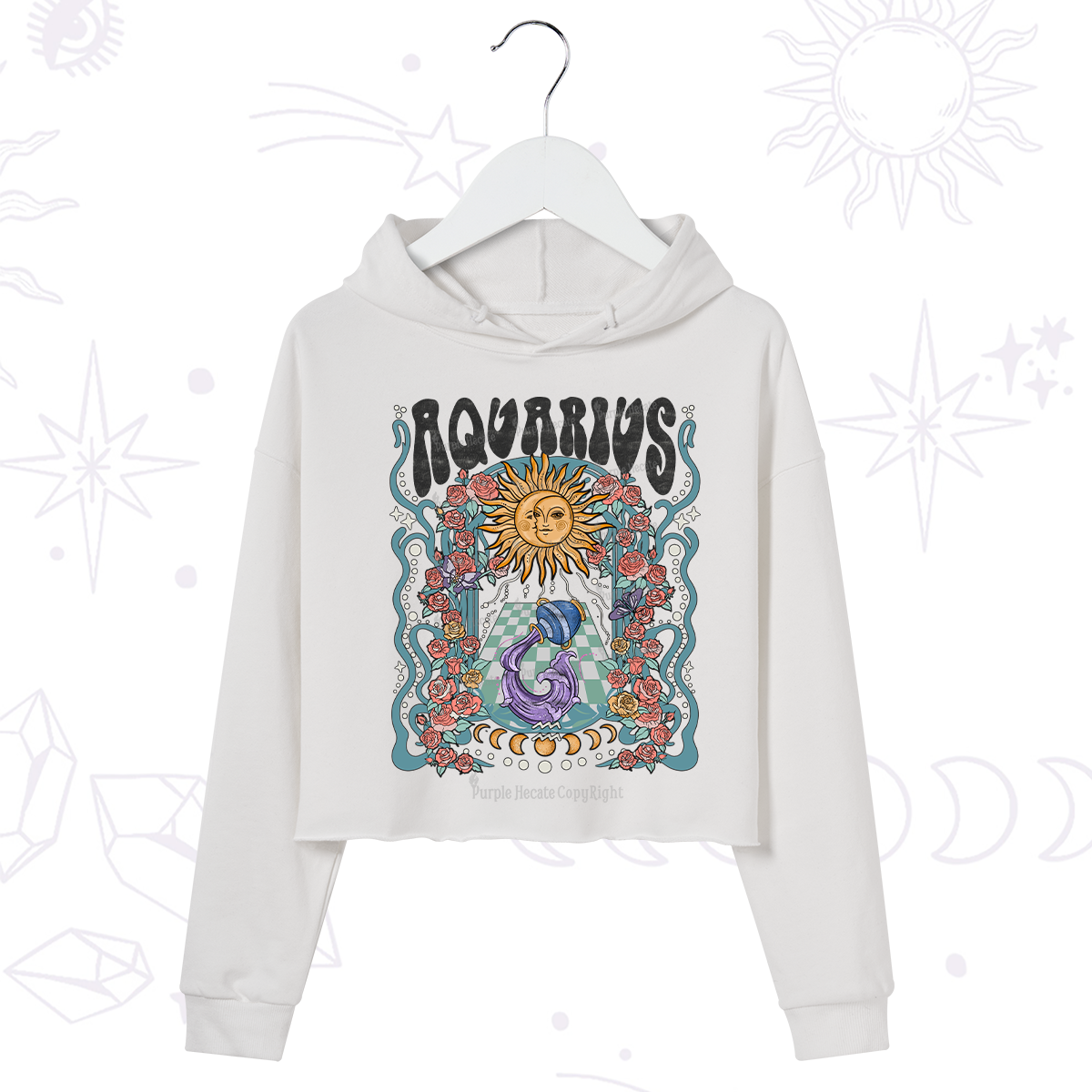 Purplehecate Aquarius Spirit Zodiac Crop Hoodie